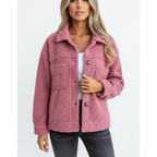 Harper | Women's Sherpa Jacket With Button Front And Chest Pockets | Casual