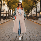 Harper | Women's Trench Coat With Contrast Panels And Button Front | Modern