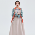 Harper | Women's Trench Coat With Contrast Panels And Button Front | Modern