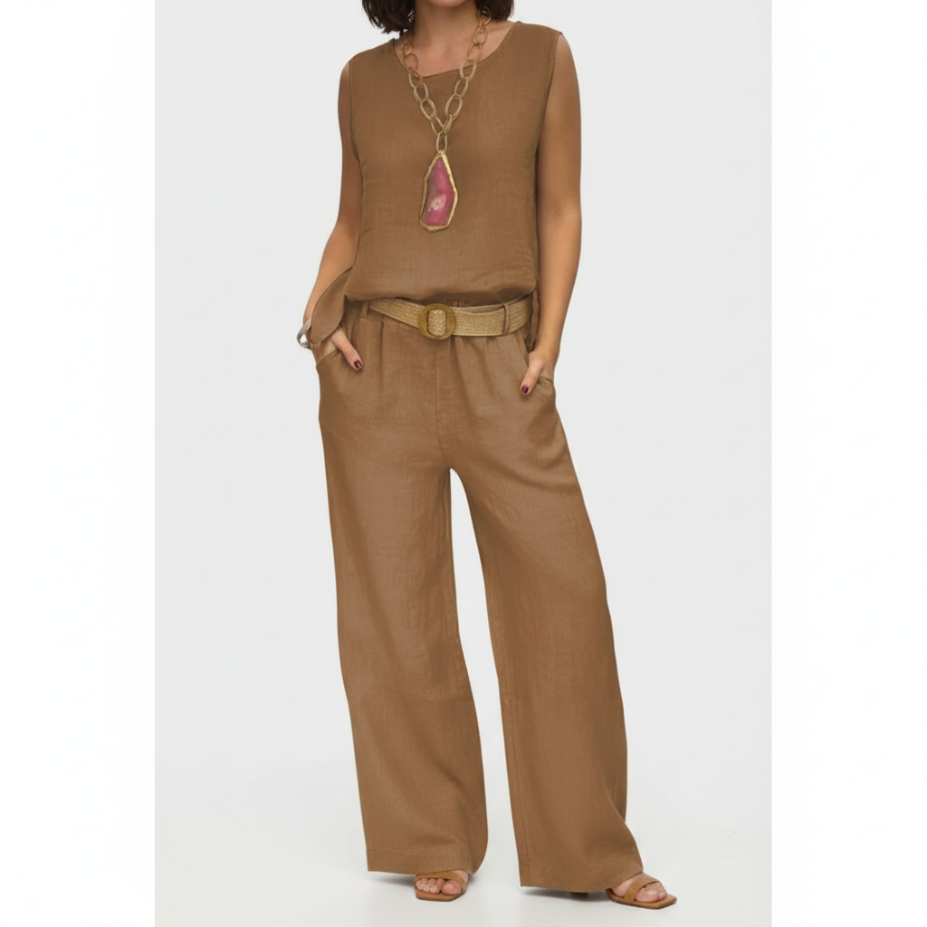 Harper | Women's Two Piece Set With Sleeveless Top And Wide Leg Pants | Casual