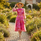 Harper | Women's Wedding Guest Dress With Long Puff Sleeves And Pleated Skirt | Elegant