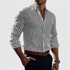 Hudson | Men’s Overshirt With Vertical Stripes And Long Sleeves