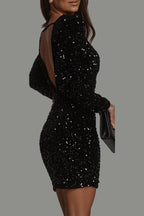 Ilona | Women's Cocktail Dress With Long Sleeves And Woven Texture | Glamorous