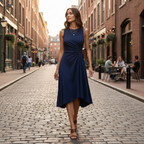 Isla | Women’s Cocktail Midi Dress With Sleeveless Design And Ruched Waist | Elegant