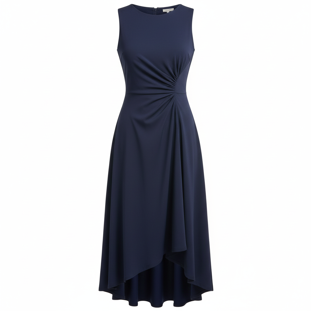 Isla | Women’s Cocktail Midi Dress With Sleeveless Design And Ruched Waist | Elegant