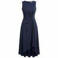Isla | Women’s Cocktail Midi Dress With Sleeveless Design And Ruched Waist | Elegant