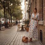 Isla | Women’s Day Midi Dress With Leaf Print And Belted Waist | Bohemian