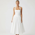 Isla | Women’s Halter Midi Dress With Fitted Bodice And Flared Skirt | Elegant