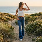 Isla | Women’s High Waist Jeans With Flared Leg Silhouette And Slim Fit | Retro
