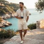 Jackson | Men's 2-Piece Set With Short Sleeve Shirt And Textured Shorts | Summer