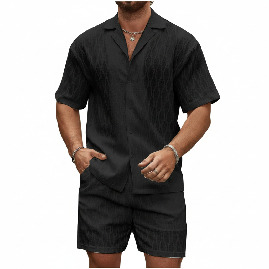 Jackson | Men's 2-Piece Set With Short Sleeve Shirt And Textured Shorts | Summer