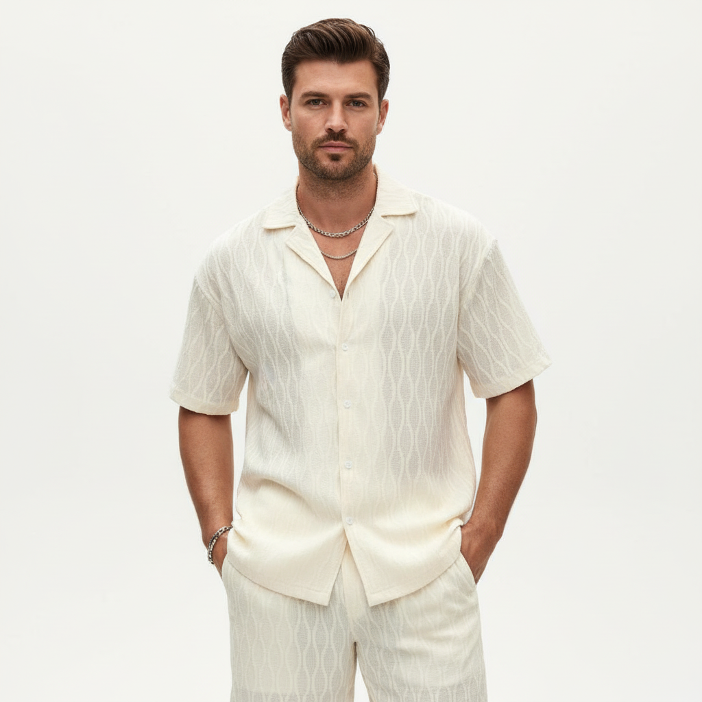 Jackson | Men's 2-Piece Set With Short Sleeve Shirt And Textured Shorts | Summer