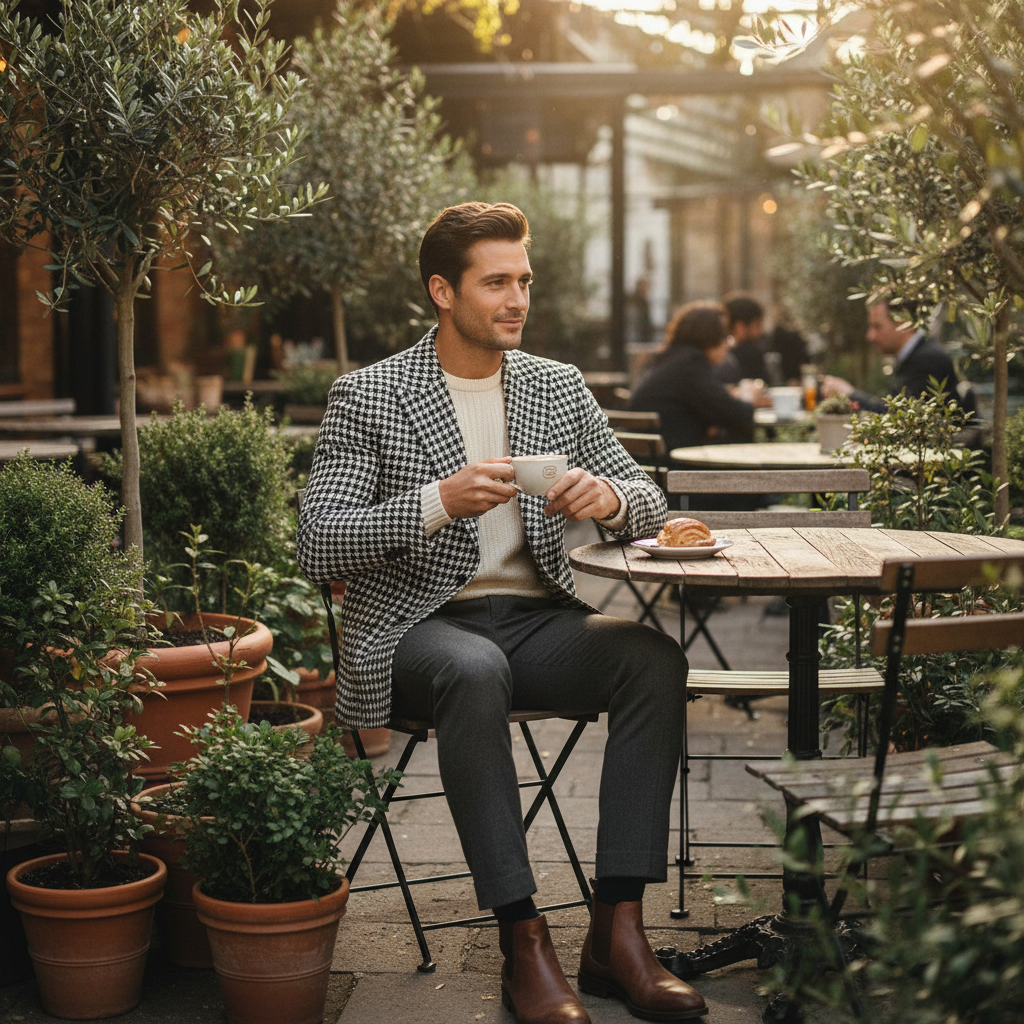 Jackson | Men's Blazer With Double Breasted Design And Woven Texture | Formal