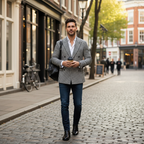 Jackson | Men's Blazer With Double Breasted Design And Woven Texture | Formal