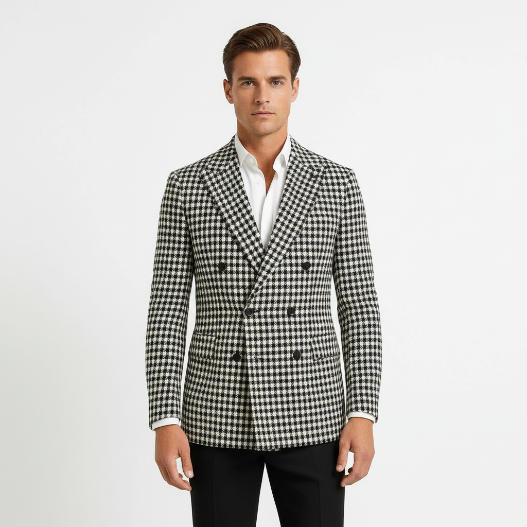 Jackson | Men's Blazer With Double Breasted Design And Woven Texture | Formal