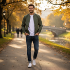 Jackson | Men's Bomber Jacket With Zip Closure And Ribbed Collar | Casual