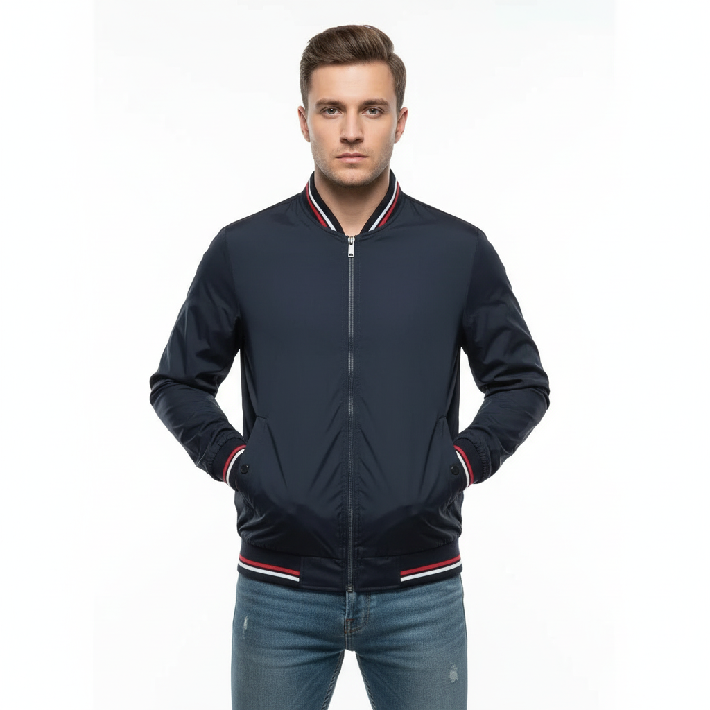 Jackson | Men's Bomber Jacket With Zip Closure And Ribbed Collar | Casual