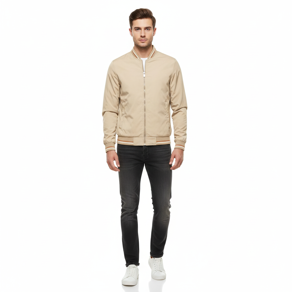 Jackson | Men's Bomber Jacket With Zip Closure And Ribbed Collar | Casual