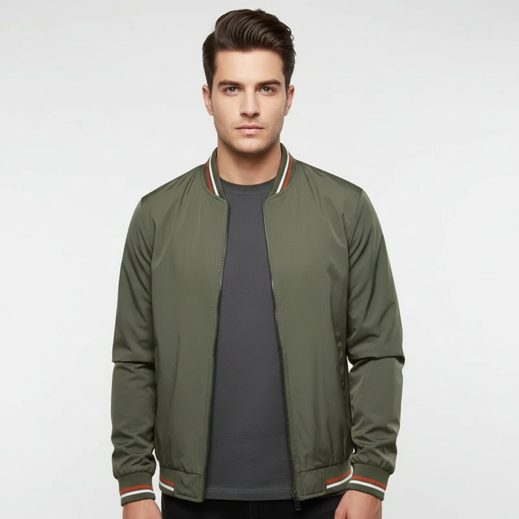 Jackson | Men's Bomber Jacket With Zip Closure And Ribbed Collar | Casual