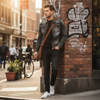 Jackson | Men's Denim Jacket With Button Front And Faded Texture | Casual