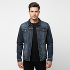 Jackson | Men's Denim Jacket With Button Front And Faded Texture | Casual