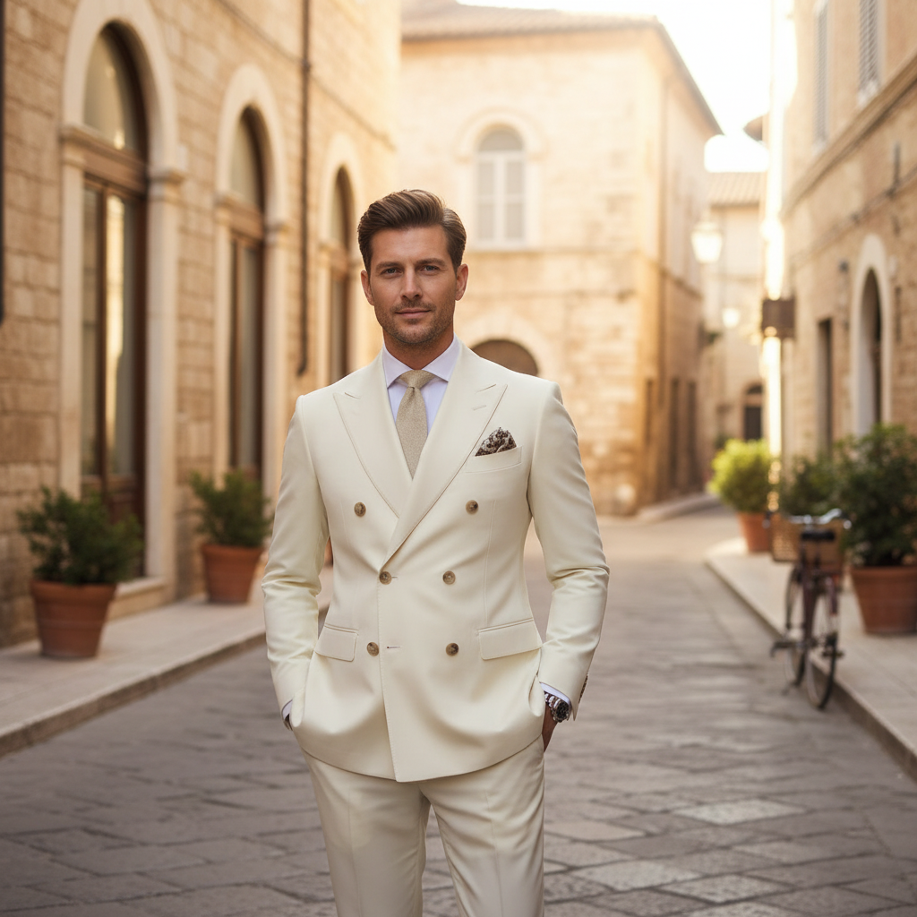 Jackson | Men's Double Breasted Suit Set With Peak Lapel And Button Front | Formal