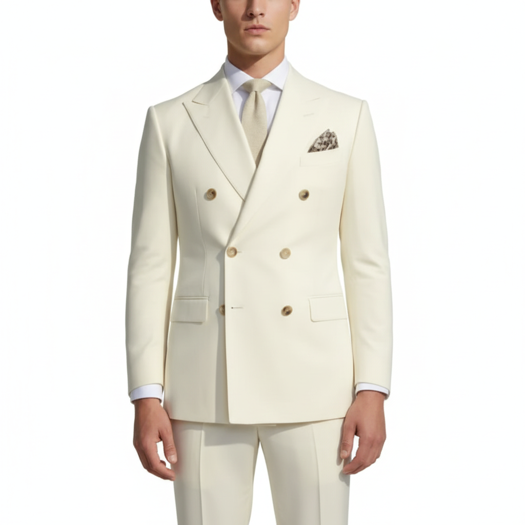 Jackson | Men's Double Breasted Suit Set With Peak Lapel And Button Front | Formal