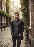 Jackson | Men's Leather Jacket With Zip Closure And Stand Collar | Biker