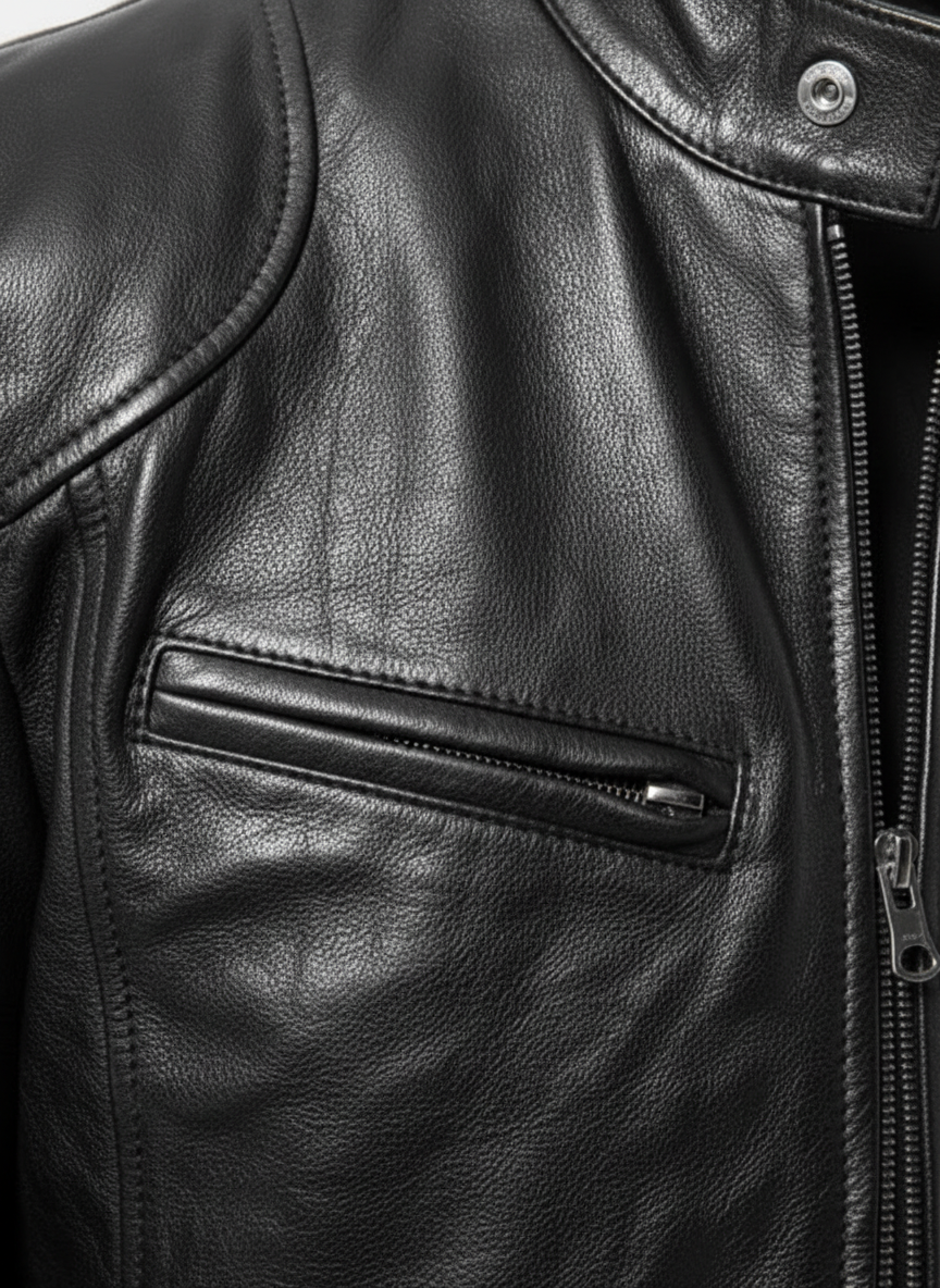 Jackson | Men's Leather Jacket With Zip Closure And Stand Collar | Biker