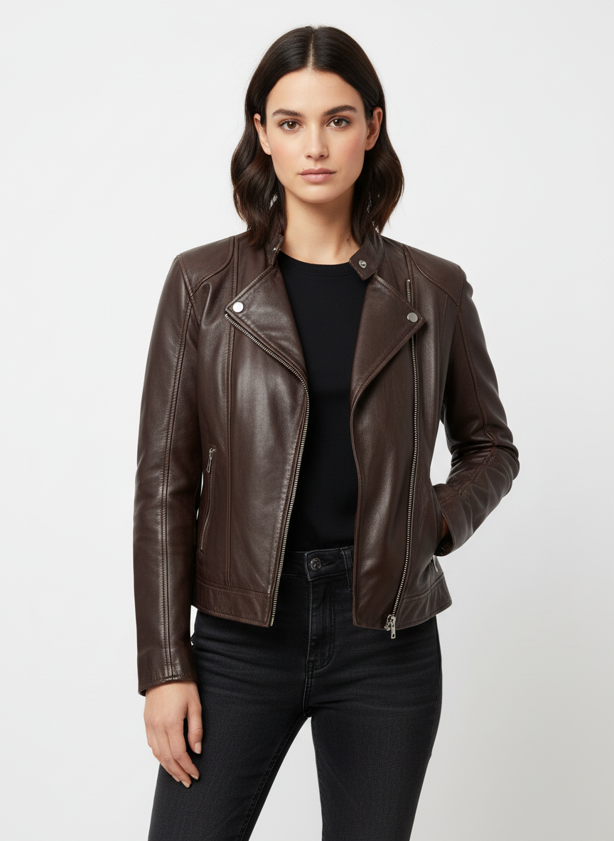 Jackson | Men's Leather Jacket With Zip Closure And Stand Collar | Biker