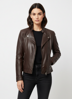 Jackson | Men's Leather Jacket With Zip Closure And Stand Collar | Biker