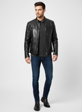 Jackson | Men's Leather Jacket With Zip Closure And Stand Collar | Biker