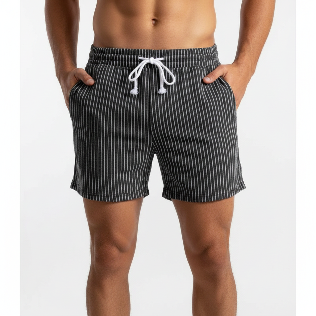 Jackson | Men's Swim Short With Drawstring Waist And Striped Texture | Summer