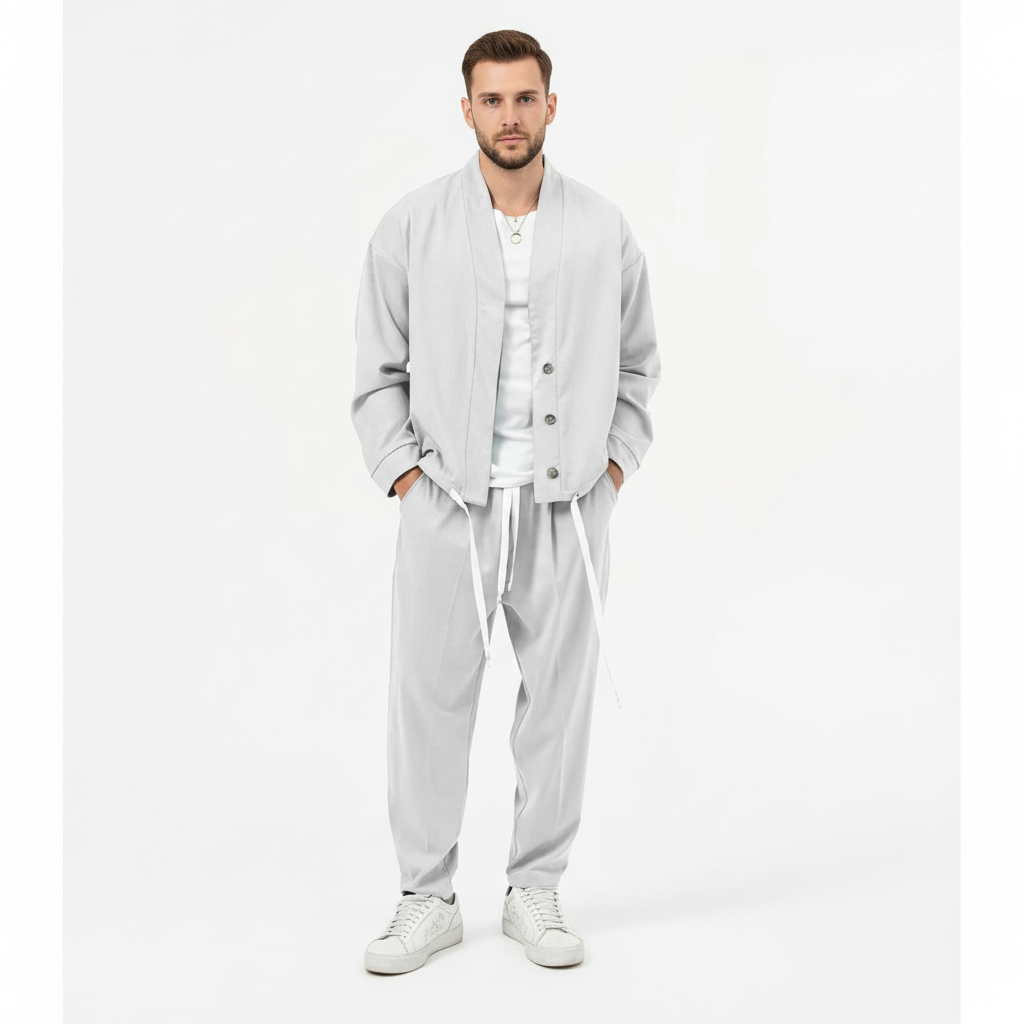 Jackson | Men's Two Piece Set With Button Jacket And Drawstring Pants | Minimalist
