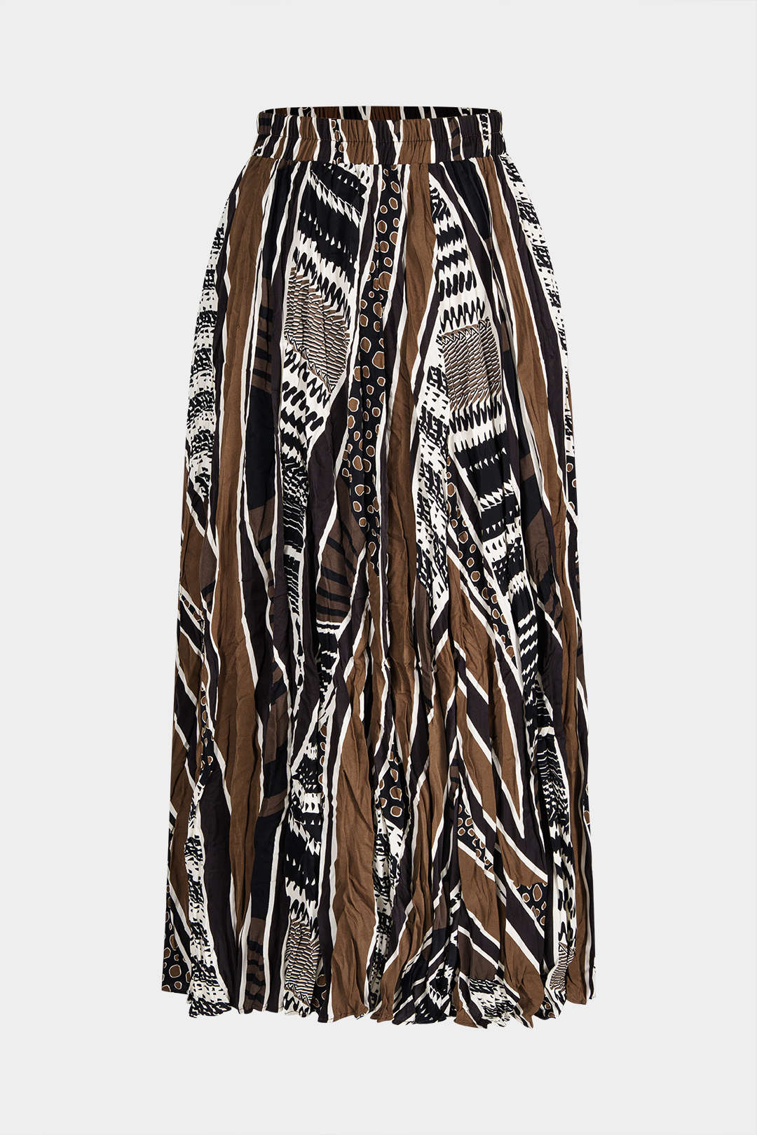 Joany | Women's Maxi Skirt With Pleated Design And Tribal Print | Bohemian