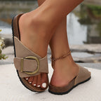 Judith | Women’s Slide Sandals With Double Buckle And Soft Footbed | Casual