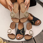 Judith | Women’s Slide Sandals With Double Buckle And Soft Footbed | Casual