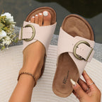 Judith | Women’s Slide Sandals With Double Buckle And Soft Footbed | Casual