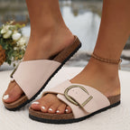 Judith | Women’s Slide Sandals With Double Buckle And Soft Footbed | Casual