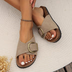 Judith | Women’s Slide Sandals With Double Buckle And Soft Footbed | Casual