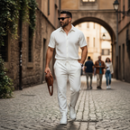 Liam | Men's 2-Piece Set With Short Sleeve Shirt And Drawstring Pants | Casual