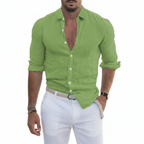 Liam | Men's Casual Shirt With Mandarin Collar And Long Sleeves | Smart Casual
