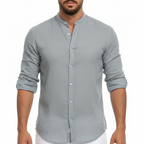Liam | Men's Casual Shirt With Mandarin Collar And Long Sleeves | Smart Casual