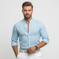 Liam | Men's Casual Shirt With Mandarin Collar And Long Sleeves | Smart Casual