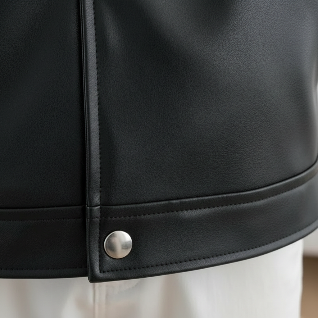 Liam | Men's Leather Jacket With Zip Closure And Point Collar | Minimalist