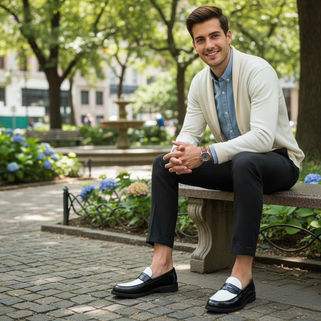 Liam | Men's Loafers With Slip-On Design And Contrast Panel | Smart Casual