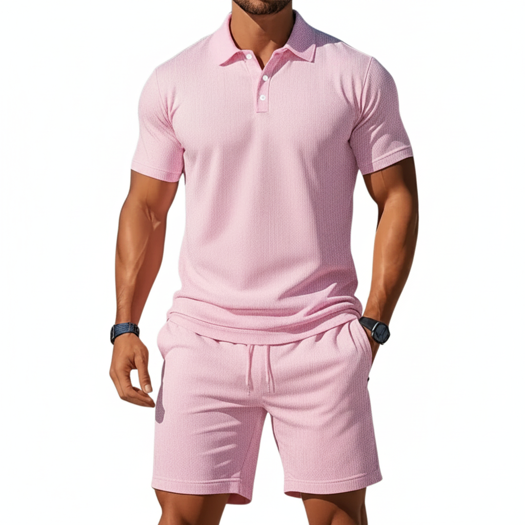 Liam | Men's Polo Shirt With Short Sleeves And Button Placket | Casual