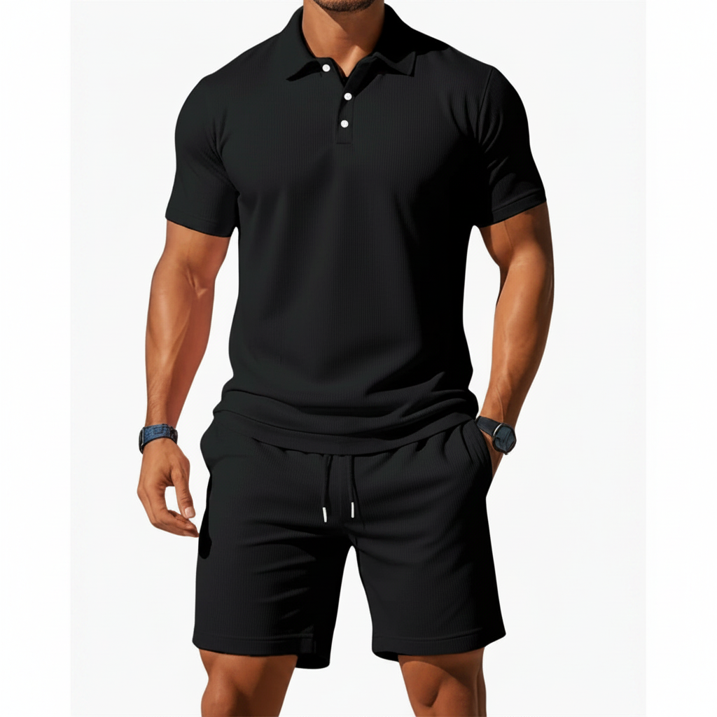 Liam | Men's Polo Shirt With Short Sleeves And Button Placket | Casual