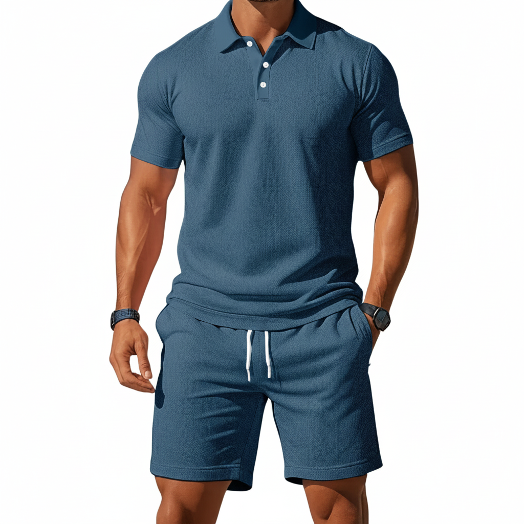 Liam | Men's Polo Shirt With Short Sleeves And Button Placket | Casual