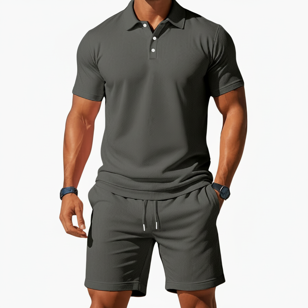 Liam | Men's Polo Shirt With Short Sleeves And Button Placket | Casual